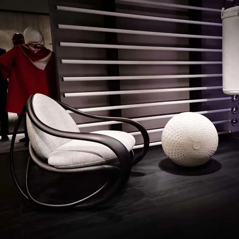 Nordic modern walnut, sofa chair, living room model house light luxury, special-shaped leisure single, fiberglass rocking chair