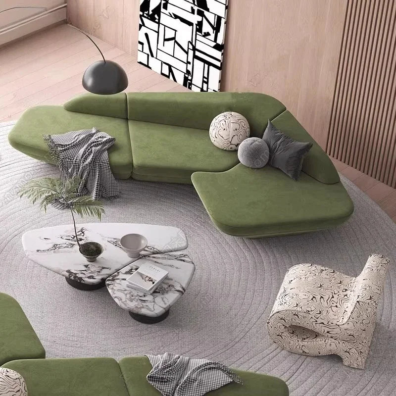 Relaxing Leisure Salon Muebles Furniture Gaming Curved Sofa Reception Modern Designer High Quality Room Decor Living Room Sofas