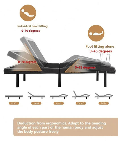 /2025  Modern Design Smart Electric Bed Frame Wholesale Height Angle Adjustable With Remote Control Function Metal Material