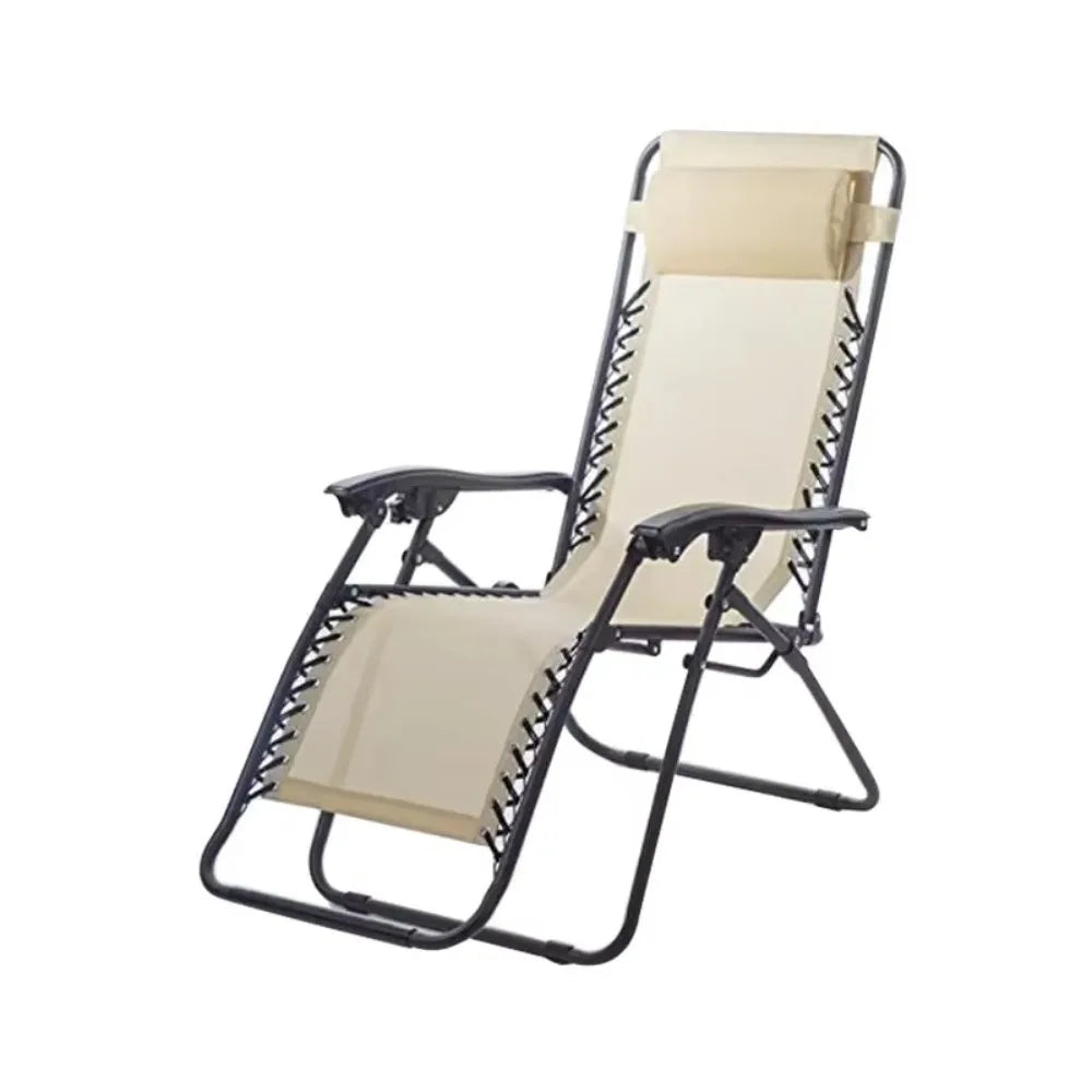 Portable Zero Gravity Lounge Chair – Folding Recliner with Lock, Cup Holder & Pillow for Patio Garden Balcony Camping Beach