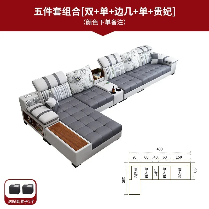 Luxury Technology Cloth Sofa Living Room Furniture Modern Cloakroom Bedroom Sofa Combination Nordic Apartment Sofa Set