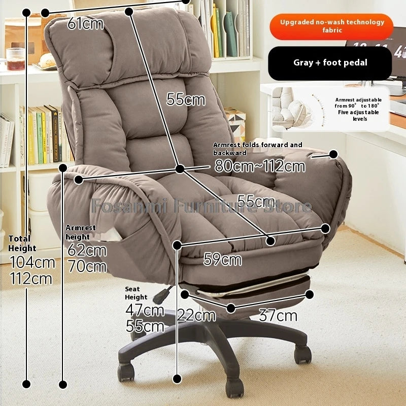 Comfort Soft Desk Chair with Adjustable Armrests Home Office Ergonomic Wide Seat Computer Chairs High-Back Gaming Recliner Chair