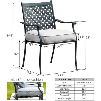 Metal Dining Chair Indoor Outdoor Use Patio Dinning Chairs Set,Dining Bistro Cafe Side Metal Chairs Set of 4 with Arms and Seat