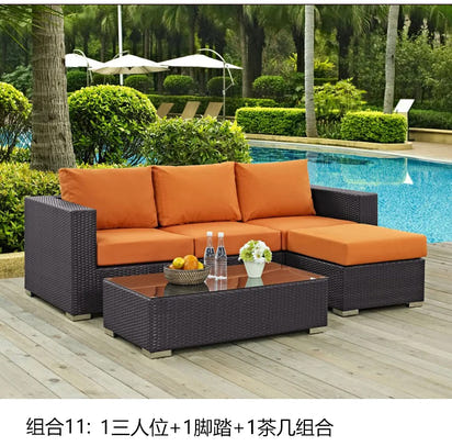 Terrace Modern Garden Sofas Outdoor Combination Courtyard Nordic Garden Sofas Waterproof Pe Rattan Furniture Sofá Jardín MHHYSF