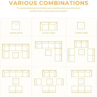 7pcs Wicker Patio Furniture Set, Boho Outdoor Conversation Set Sectional Sofa With Thick Cushions And Coffee Table