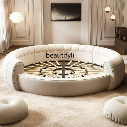 M71 round Bed Double Marriage Bed Modern Simple Home Hotel 2M Serena Large round Cream Wind Bed in Master Bedroom