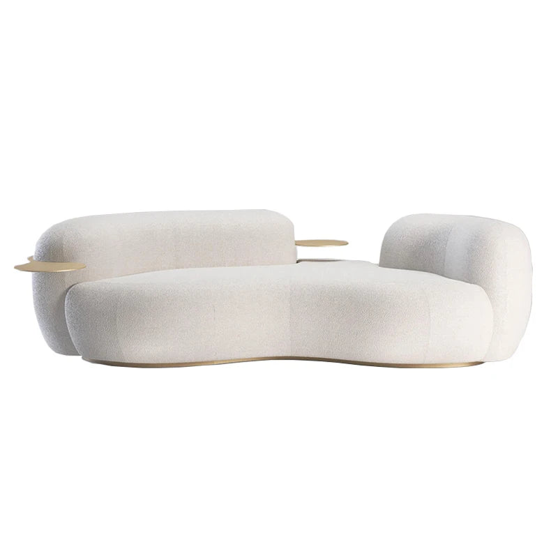 Modern light luxury living room lamb wool curved pea sofa, Italian cream ins style fashion cashew sofa customization
