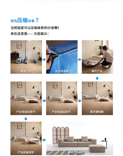 Full Sponge Compressed Fabric Sofa Modern Simple Living Room Couch Tofu Block Sofa Small Apartment Straight Row Combination Sofa