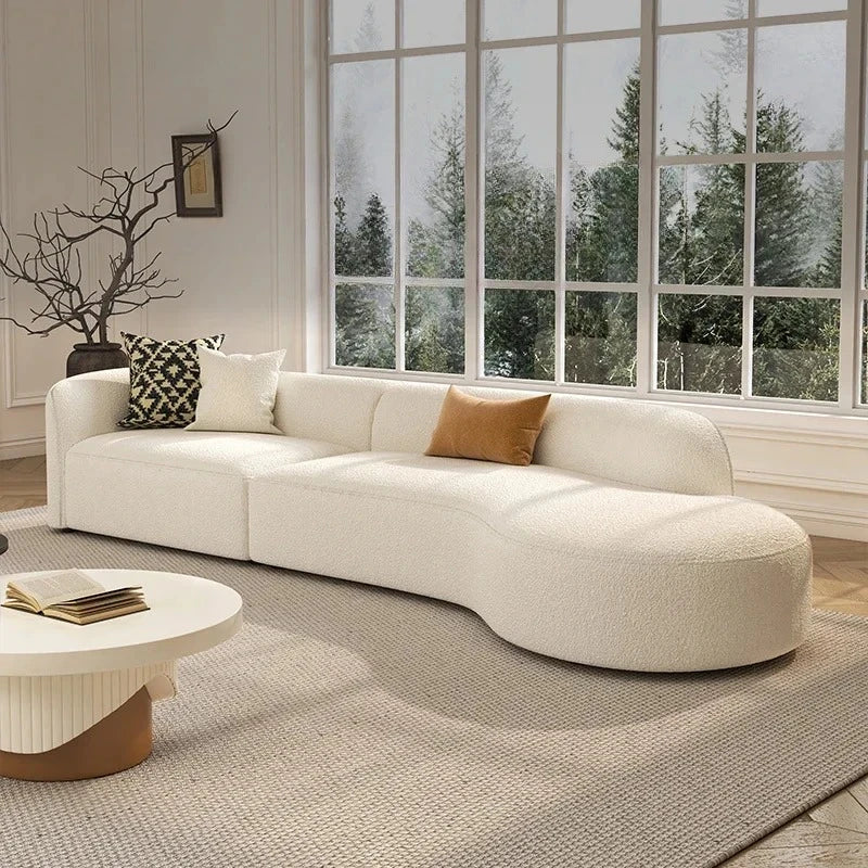 Modern Relaxing Curved Reception Cream Aesthetics Simple Living Room Sofa Minimalist Rest Light Luxury Muebles Home Furniture