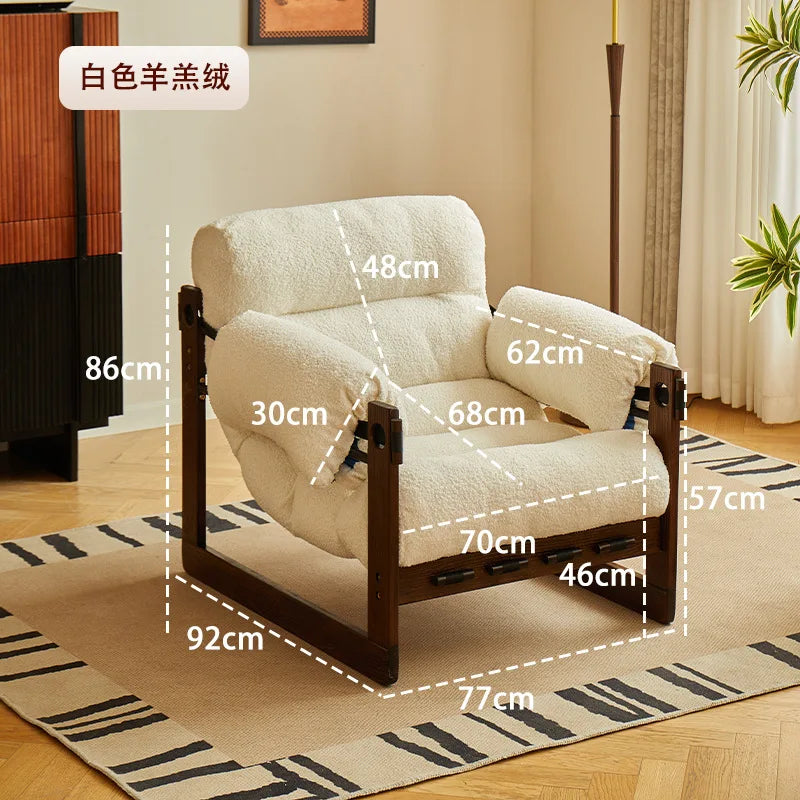 High-End Solid Wood Recliner Sofa Chair Home Personal Leisure Living Room Furniture Small Sofa Comfortable Lazy Chair