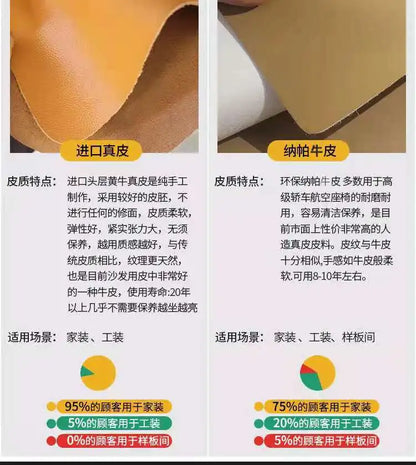 Italian light luxury sofa living room leather sofa first layer cowhide buckle design luxury combination sofa size apartment