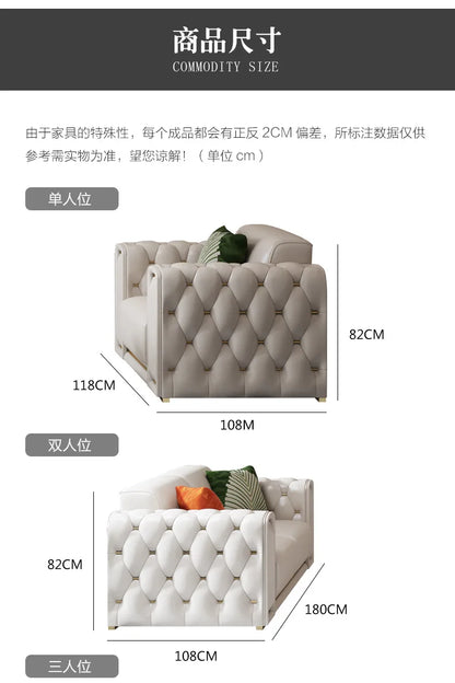 Hong Kong-style light luxury leather s ofa high-end leather sofa villa large apartment corner sofa combination so fa