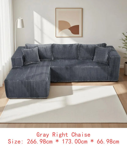 105" L-Shaped Modular Compression Sofa, Plush Upholstery, All-Foam Structure, Space-Saving Design for Living Room, Bedroom,