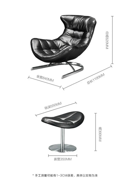 AANew Style Italian Single Leather Sofa Chair Living Room Light Luxury Bedroom Modern Wingback Chair Leisure Chair Recliner Ss 7