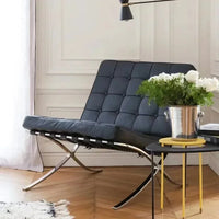 Soft Outdoor Minimalist Leather Apartment Living Room Balcony Lounge Chair Light Luxury Single Barcelona Leisure Sofa Chair