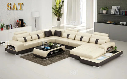 Nordic designer light luxury villa leather living room sofa high-end customized leisure hotel sofa combination