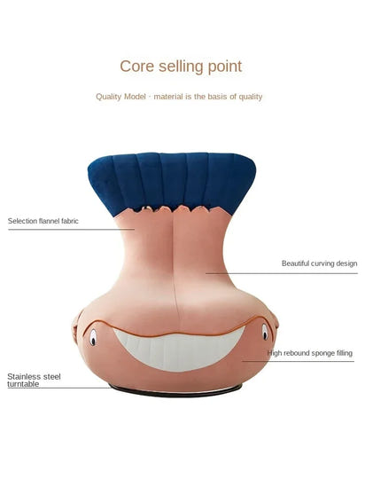 Whale Lazy Sofa Leisure Chair Flannel Rotatable Cute Shark Sofa Single Seat Chair