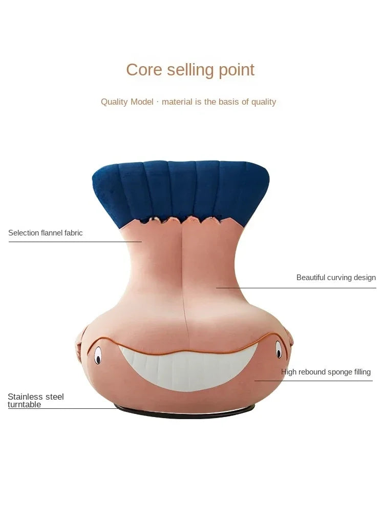 Whale Lazy Sofa Leisure Chair Flannel Rotatable Cute Shark Sofa Single Seat Chair