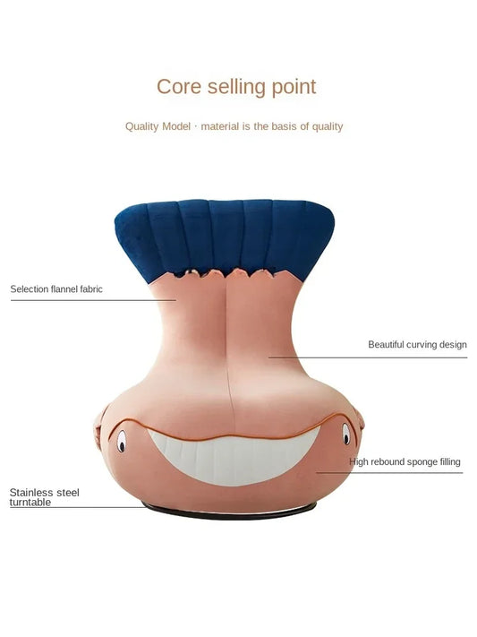 Whale Lazy Sofa Leisure Chair Flannel Rotatable Cute Shark Sofa Single Seat Chair