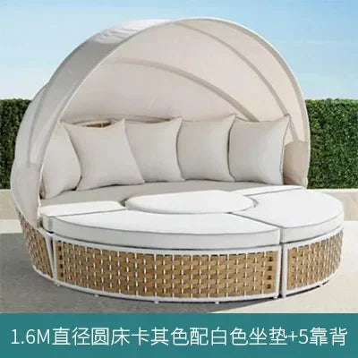 Outdoor rattan round bed leisure garden courtyard swimming pool beach bed