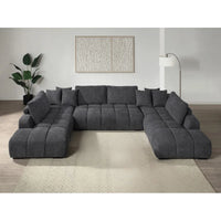 Chosen Gray Chenille Sectional Sofa with Toss Pillows with 2 Chaises