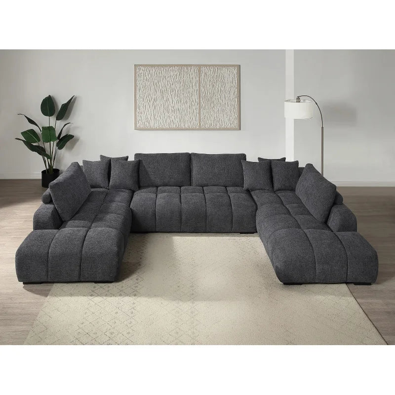 Chosen Gray Chenille Sectional Sofa with Toss Pillows with 2 Chaises
