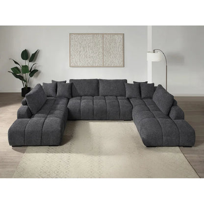 Chosen Gray Chenille Sectional Sofa with Toss Pillows with 2 Chaises