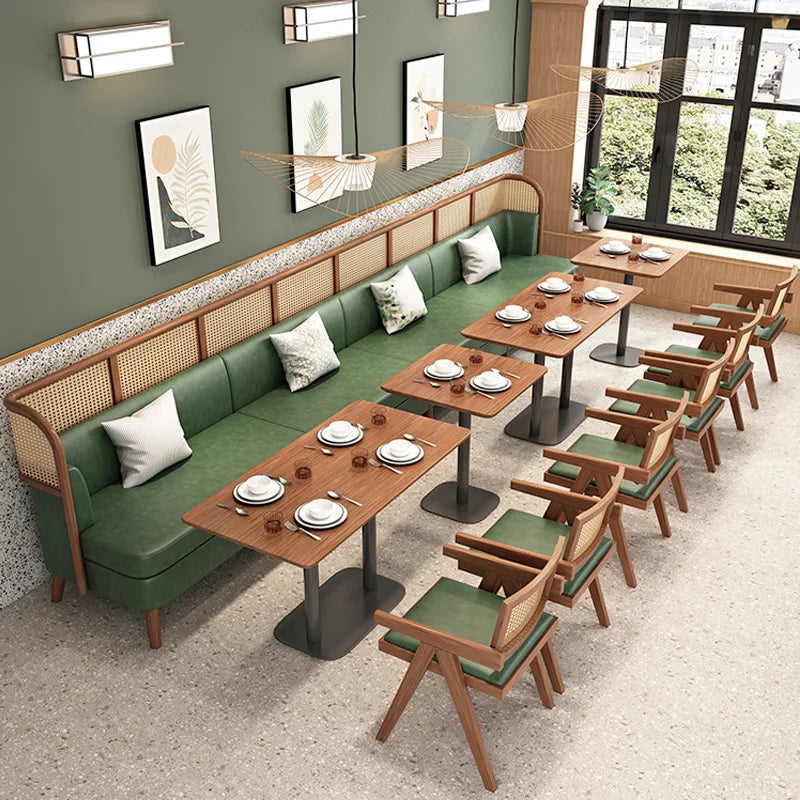 custom.Modern Commercial Custom Color Restaurant Furniture Rattan Leather Sofa Booth Seating Wood Cafe Restaurant Table and Chai