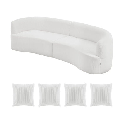 Luxury Modern Cloud Plush Sectional Sofa with 4 Pillows 112" Curved Modular Couch Deep Seats and Corduroy Fabric for Living Room