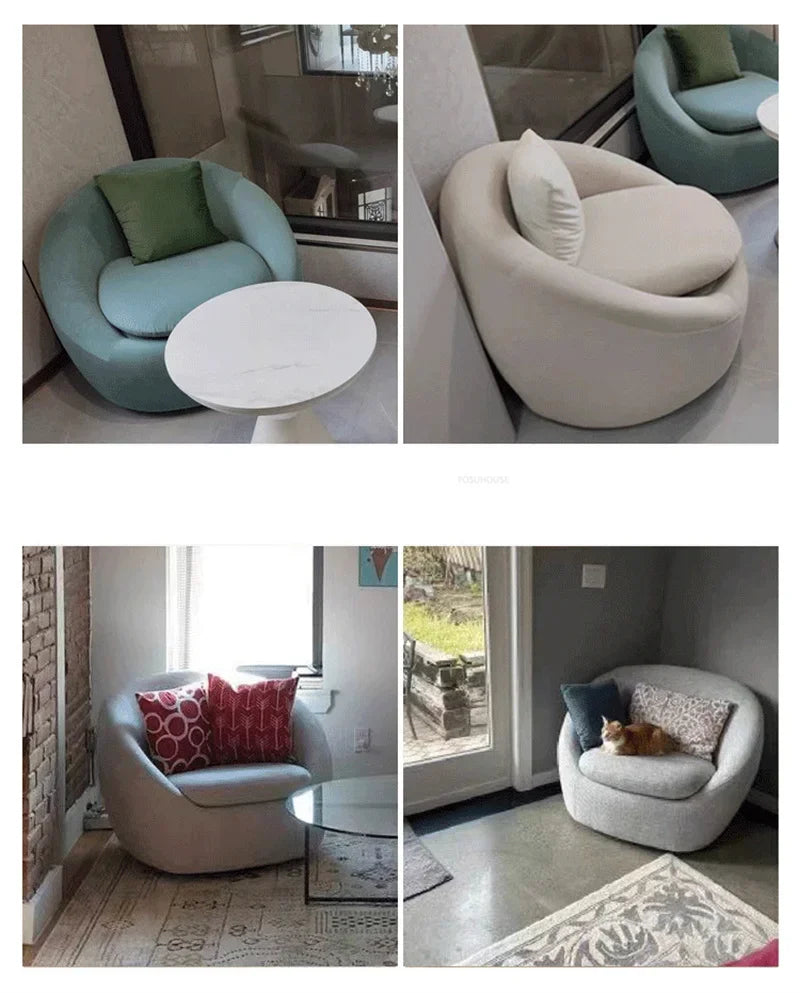 Simple Fabric Living Room Chairs Minimalist Nordic Creative Beauty Salon Lounge Chair Table Home Single Lazy Sofa Backrest Chair