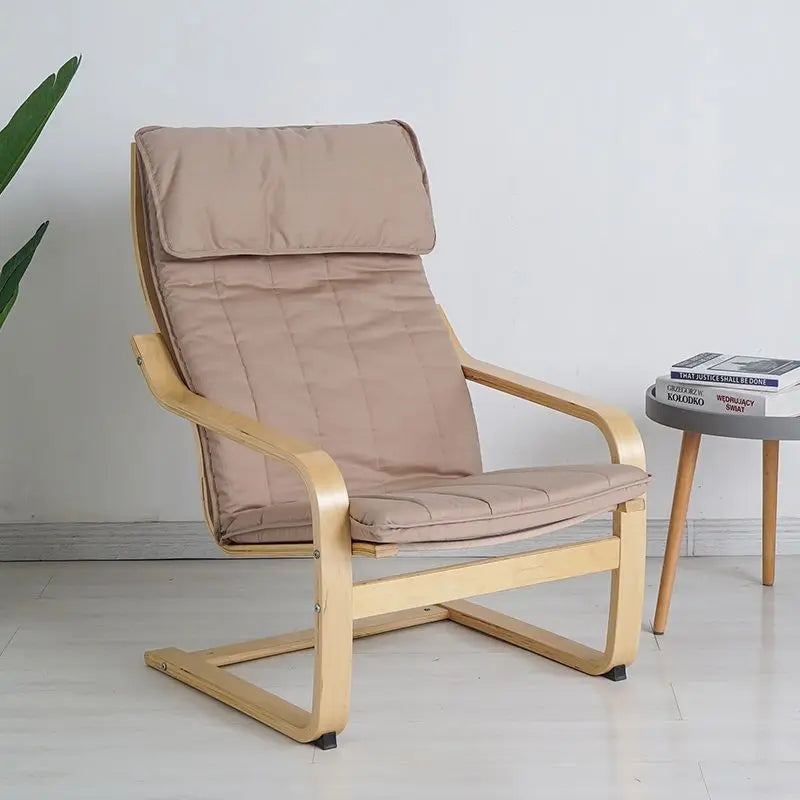 Nordic Lounge Chair - Solid Wood Armrest Recliner for Balcony & Nursery