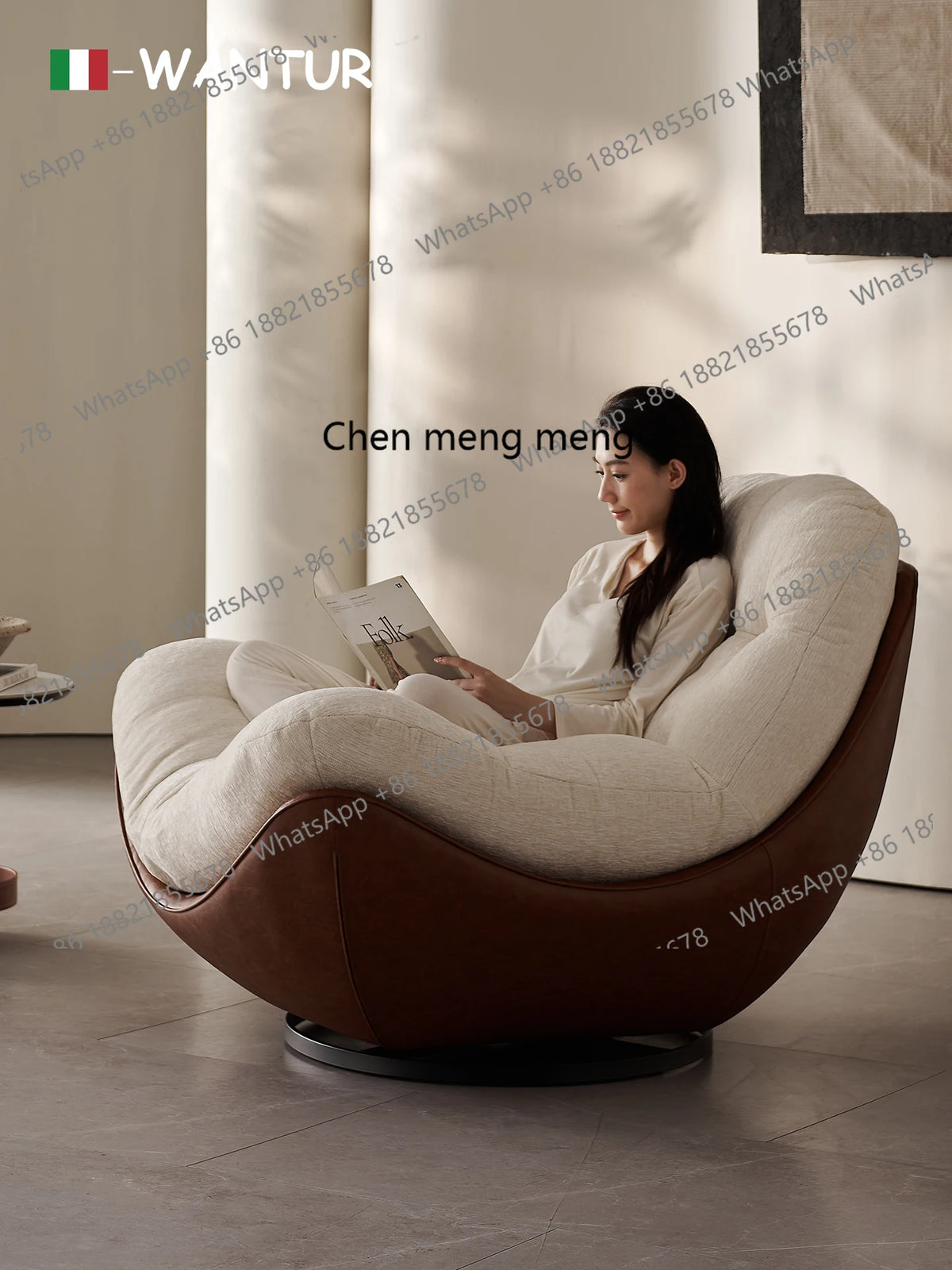 Italian minimalist swivel single chair modern creative sofa living room balcony lounge chair designer lazy lounge chair