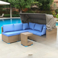 Outdoor sofa rattan chair combination courtyard leisure rattan with canopy outdoor garden terrace sun room balcony rattan sofa