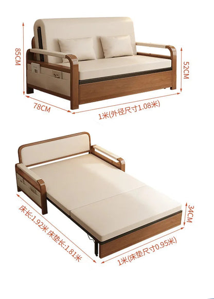 Light luxury home living room balcony folding sofa bed, single double multi functional telescopic bed