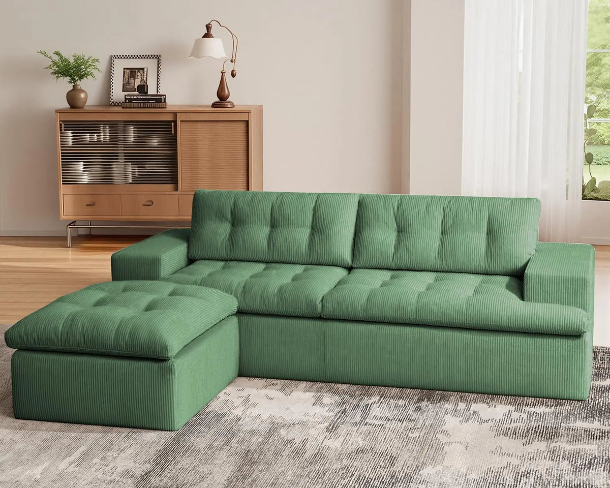 Cloud Sectional Boneless Sofa with Ottoman, Modular L Shaped Couch with Layered Cushion, Fluffy Comfy Couches for, Customized