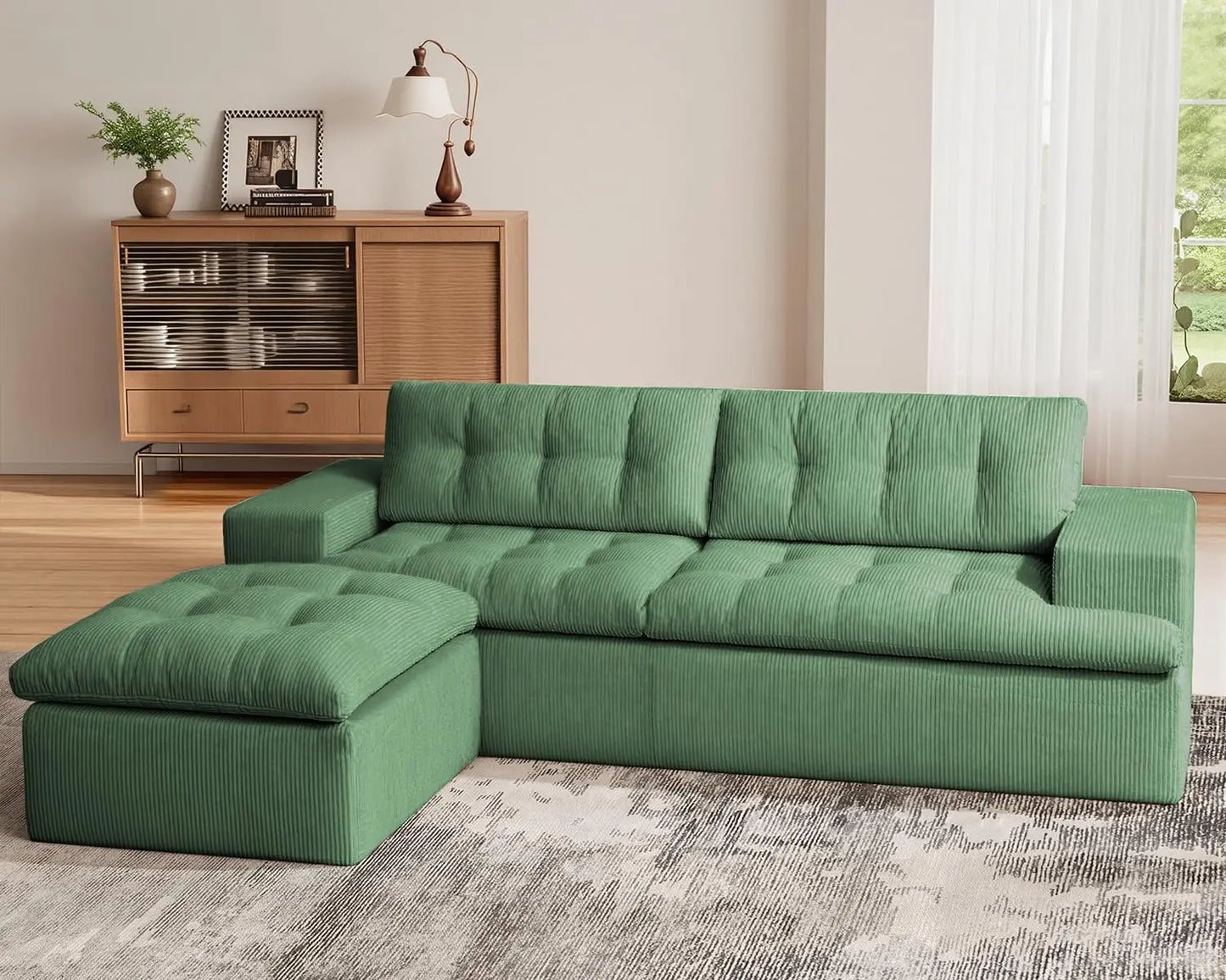 Cloud Sectional Boneless Sofa with Ottoman, Modular L Shaped Couch with Layered Cushion, Fluffy Comfy Couches for, Customized