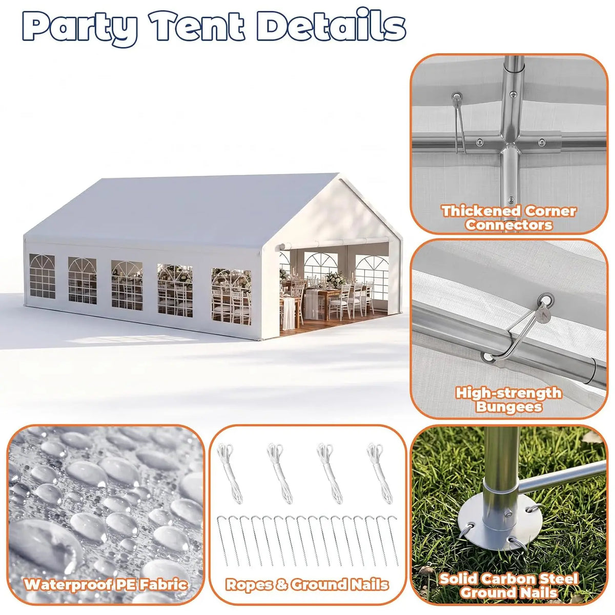 20x30 Party Tent Heavy Duty Outdoor Event Tent for Backyard White, Customized