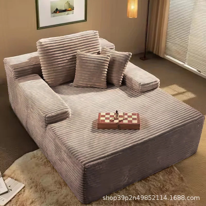 SofaVacuum Compression Sofa Living Room Villa Bedroom Cinema Lounge Chair Fabric Big Stripe Lazy Sofa Bed