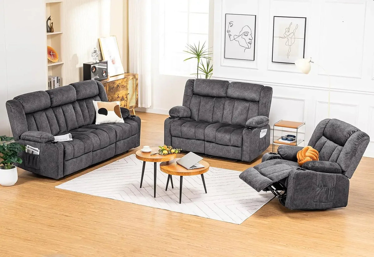 1+2+3 Manual recliner loveseat reclining sofa set, Cream