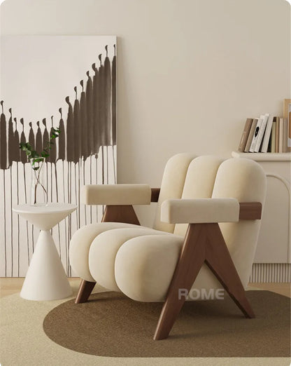 Nordic Wood Living Room Chairs Modern Living Room Sofas Home Balcony Single Leisure Back Armchair Fabric Sofa Chair Furniture