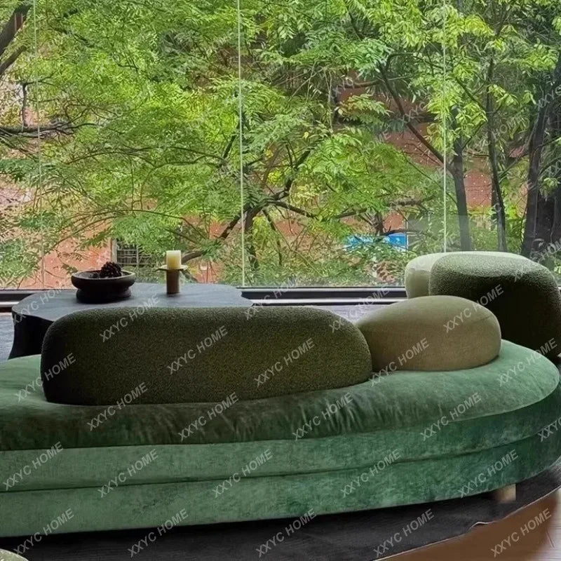 XX  Pebble Sofa Large Flat Layer Love Special-shaped Green Fabric Module Combination Arc