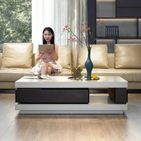 minimalist light luxury villa coffee table smoked wood color baking paint rotating storage modern simplicity