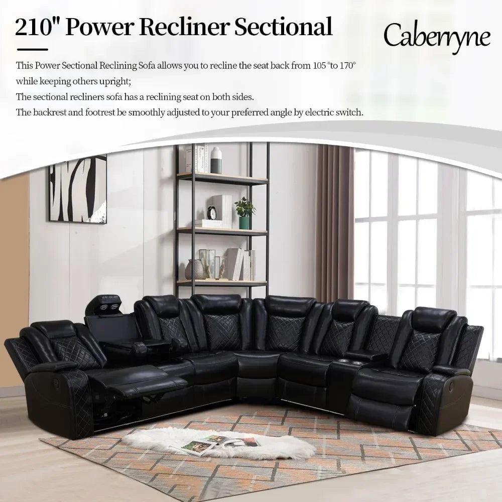 Nordic Power Recliner Sofa Sectional Couches with LED Light for Living Room