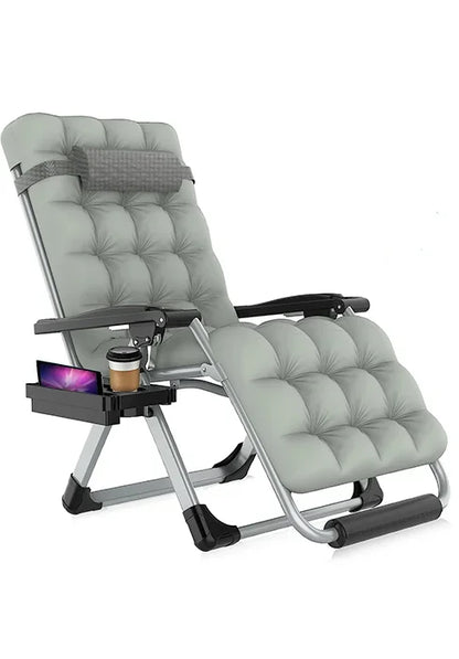PHI VILLA XXL Oversized Padded Zero Gravity Chair, Foldable Patio Recliner, 30" Wide Seat Anti Gravity Lounger with Cup Holder,