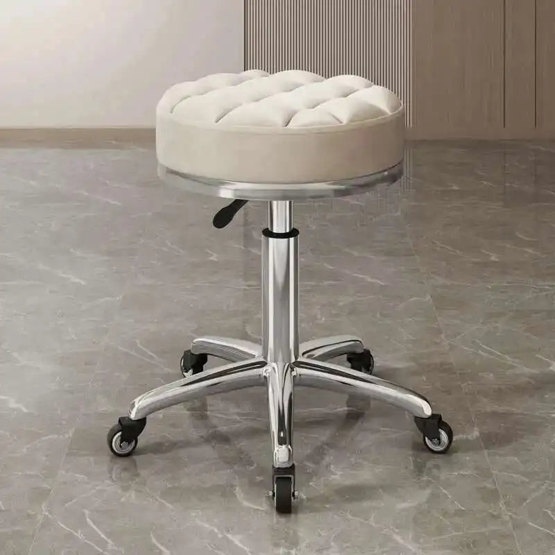 Barber Nail Salon Chair Swivel Wheels Rotating Salon Hair Stylist Barbershop Equipment Furniture Professional Rolling Silla