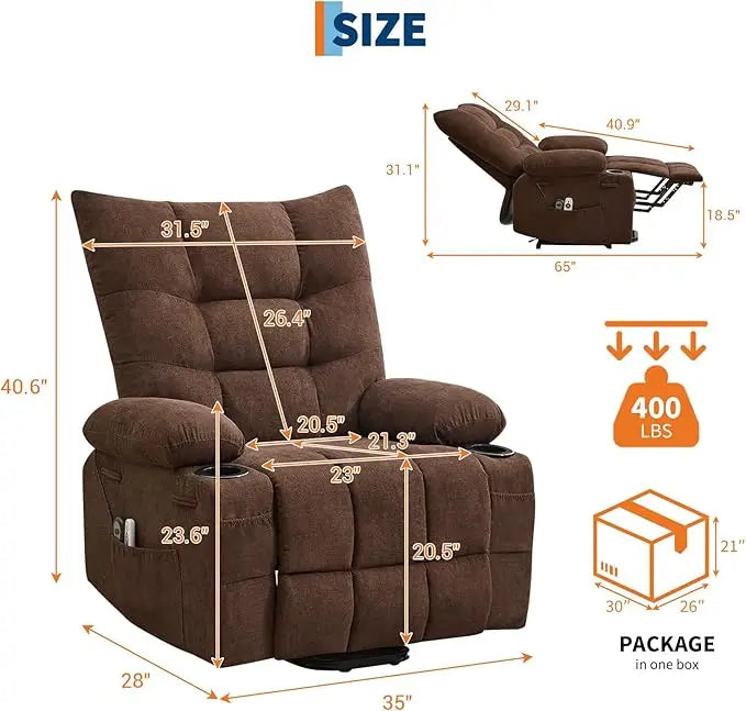 Power Lift Recliner Chair for Elderly - Electric Massage & Heat Recliner with 45° Assist Stand, Living Room Sofa for Small Space