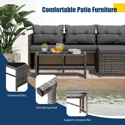 Vongrasig 3 Piece Patio Furniture Sets, All-Weather Wicker Outdoor Sofa Couch Sectional Set, Small Conversation Set for Patio, G