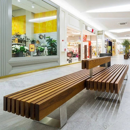 Mode belle chaise longue banc de parc public centre commercial banc en bois