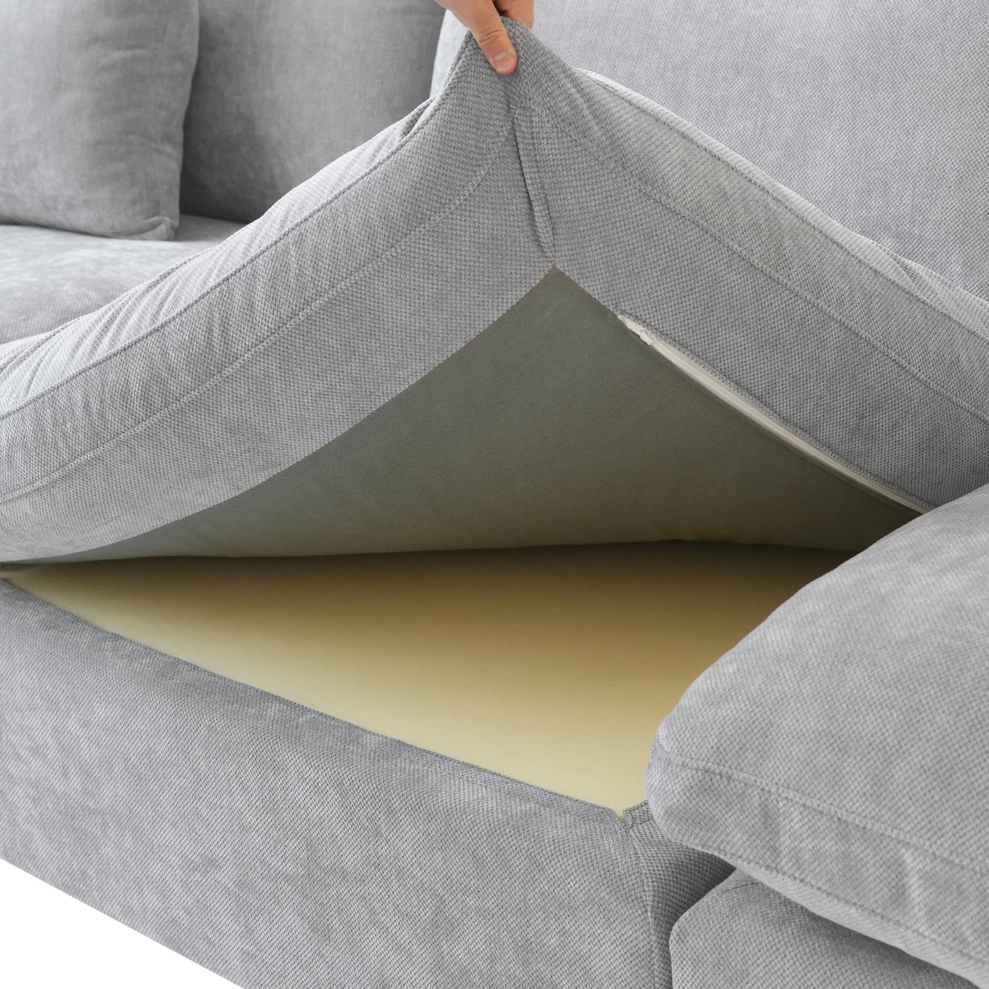 Modular Sectional Sofa for Living Room 160" Cloud Couch Down Filled U Shaped Couch with Ottoman Modern 6 Seater Convertible Sofa