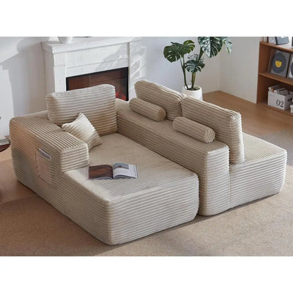 104'' Cloud L-Shaped Sectional Chaise: Deep Seat, Side Pockets, Plush Beige - No Assembly for Living/Bedroom
